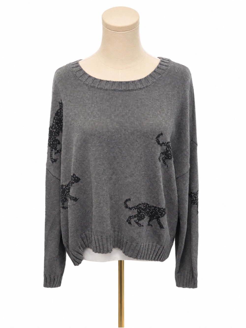 Rails Perci Ash Jungle Cat Sweater XL Gray Cotton Cashmere Relaxed Fit